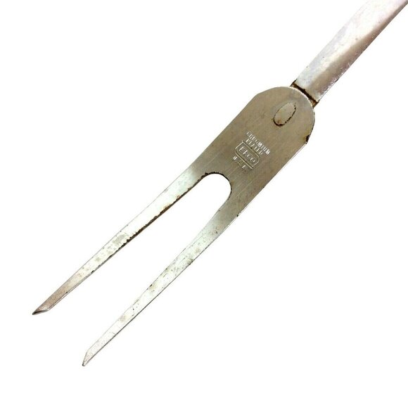 Ekco Meat Carving Fork Avocado Green Handle Chromium Plated Vtg Made In USA - Picture 4 of 5